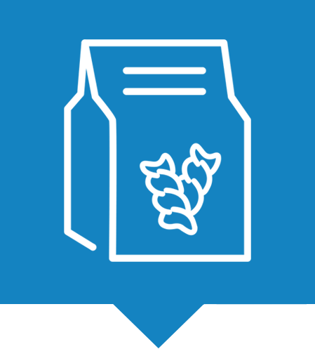Dried food, mixes, and granular market icon.