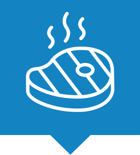Meat, poultry, and seafood market icon.