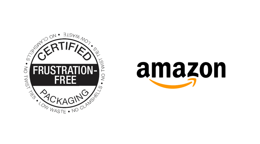 Amazon logo and certified frustration free stamp.