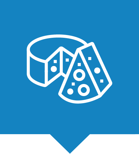Cheese and dairy market icon.