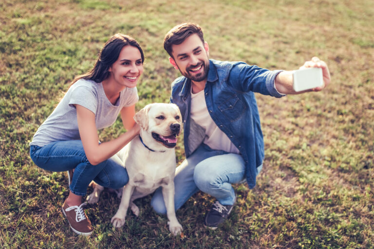 Couple and Dog Selfie
