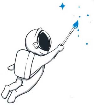 astronaut with blue paint brush