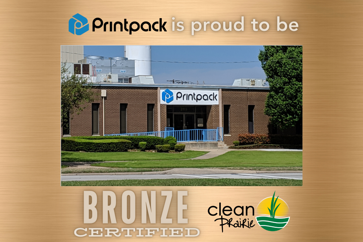Printpack’s Grand Prairie Converting Plant Earns “Bronze Certified Company” for Environmental Efforts